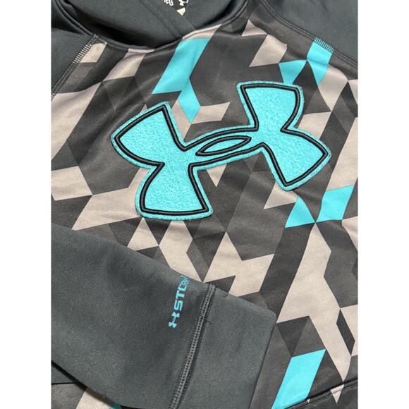 Under Armour Hoodie Pullover Cold Gear Youth Size Y XL Gray Blue COOL DESIGN - Picture 4 of 7